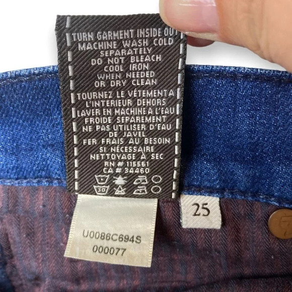 7 For All Mankind Josefina Skinny  Boyfriend Studded Distressed Blue Jeans 25 - Picture 14 of 14